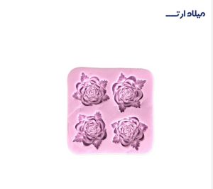 قالب گل رز برگدار 4تایی 8.5*8.5سانت