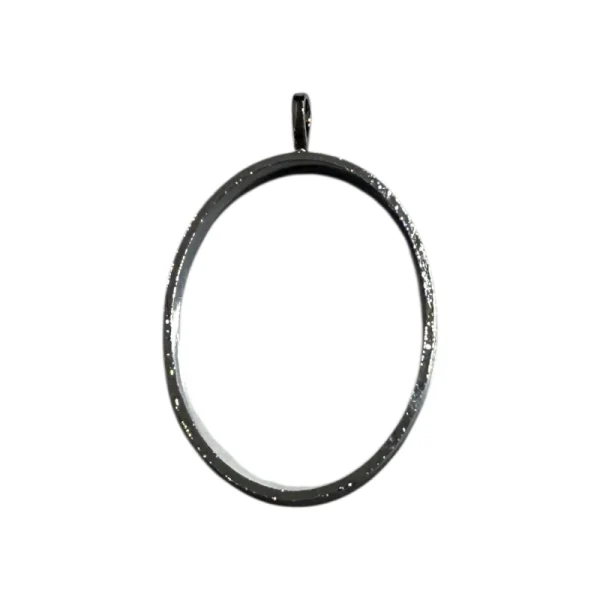 لاکت گردنی استیل بیضی بدون کفه نقره ای 3 در 4 سانت