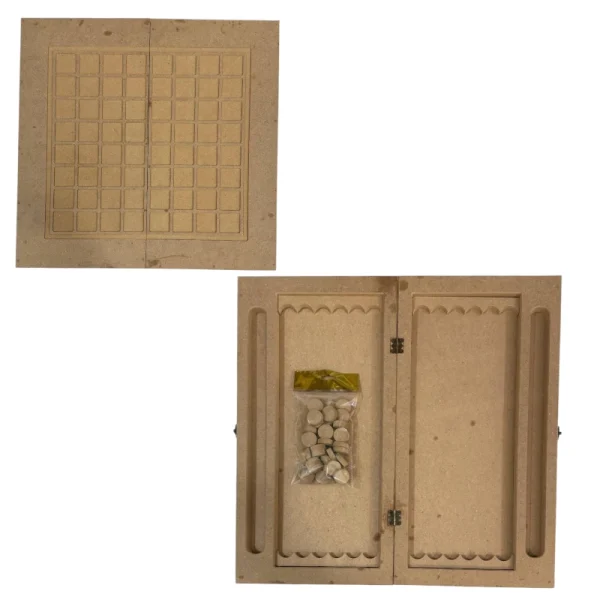 بیس MDF تخته نرد شطرنجی سایز 50*50 سانت به همراه مهره چوبی