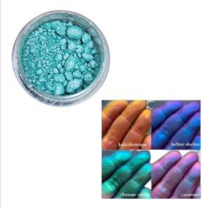رنگ پودری کروم انگشتی فیروزه ای بنفش