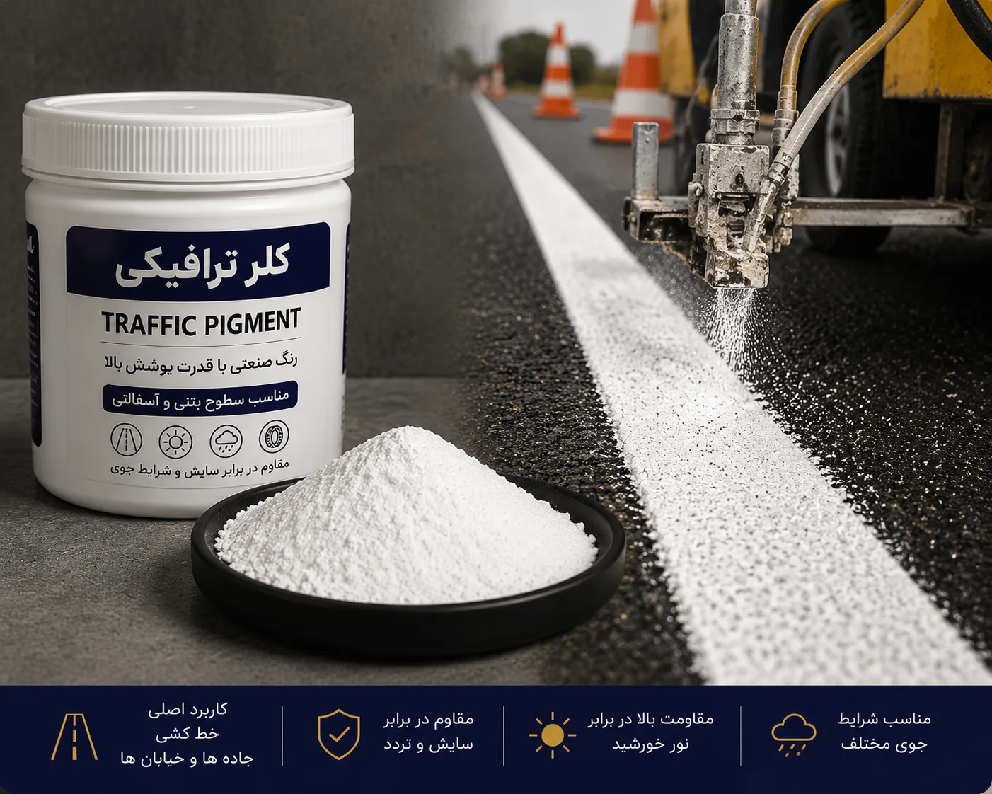 کلر ترافیکی در حالت پودر + کاربرد صنعتی