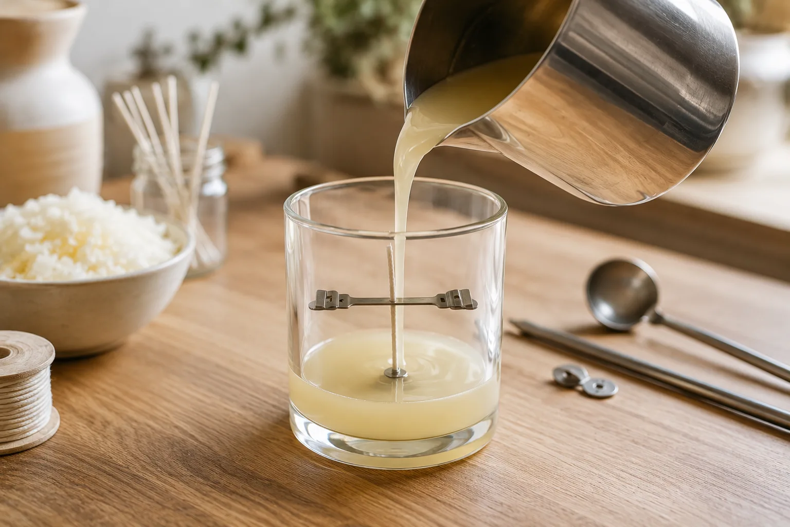 مراحل ساخت شمع در ظروف شیشه‌ای