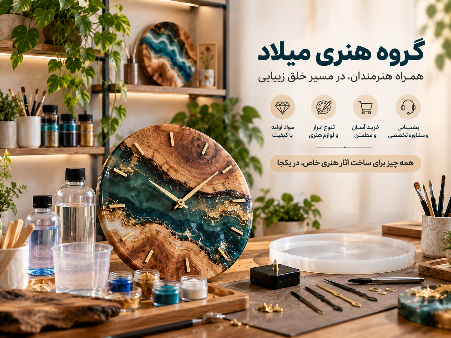 ساخت ساعت رزینی با ابزار مناسب از گروه هنری میلاد