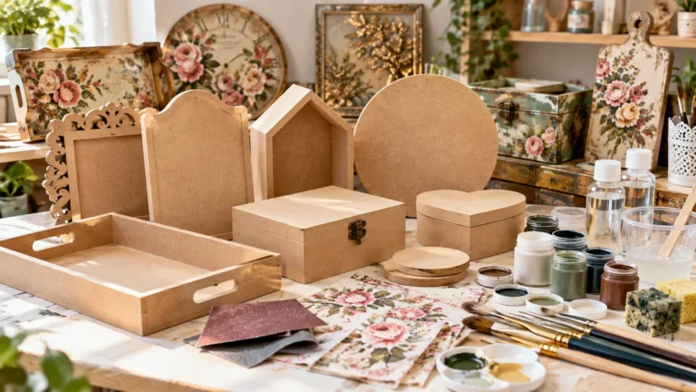 آموزش کار با بیس خام MDF؛ پتینه، دکوپاژ و پوشش رزین