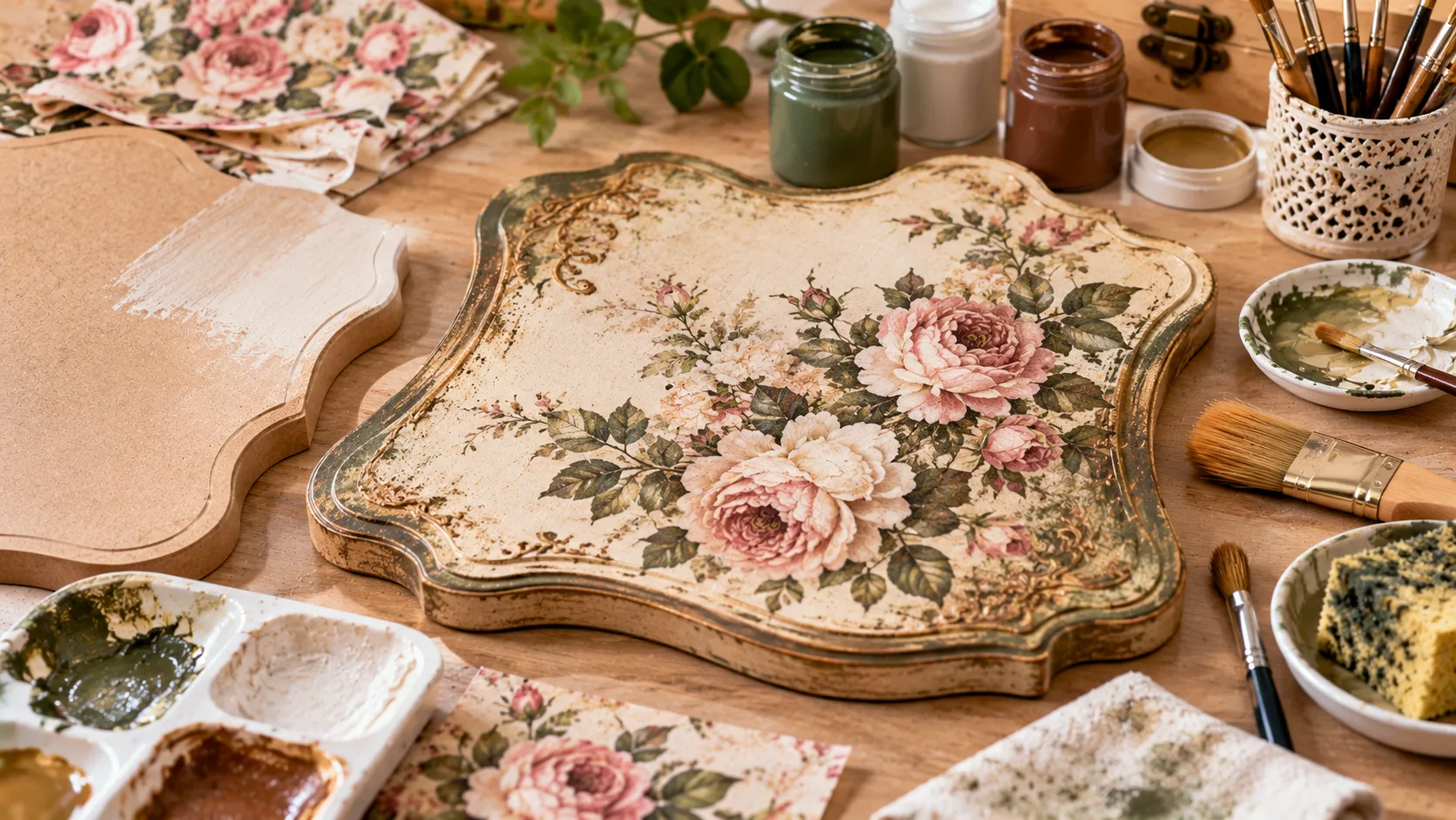 پتینه و دکوپاژ روی MDF